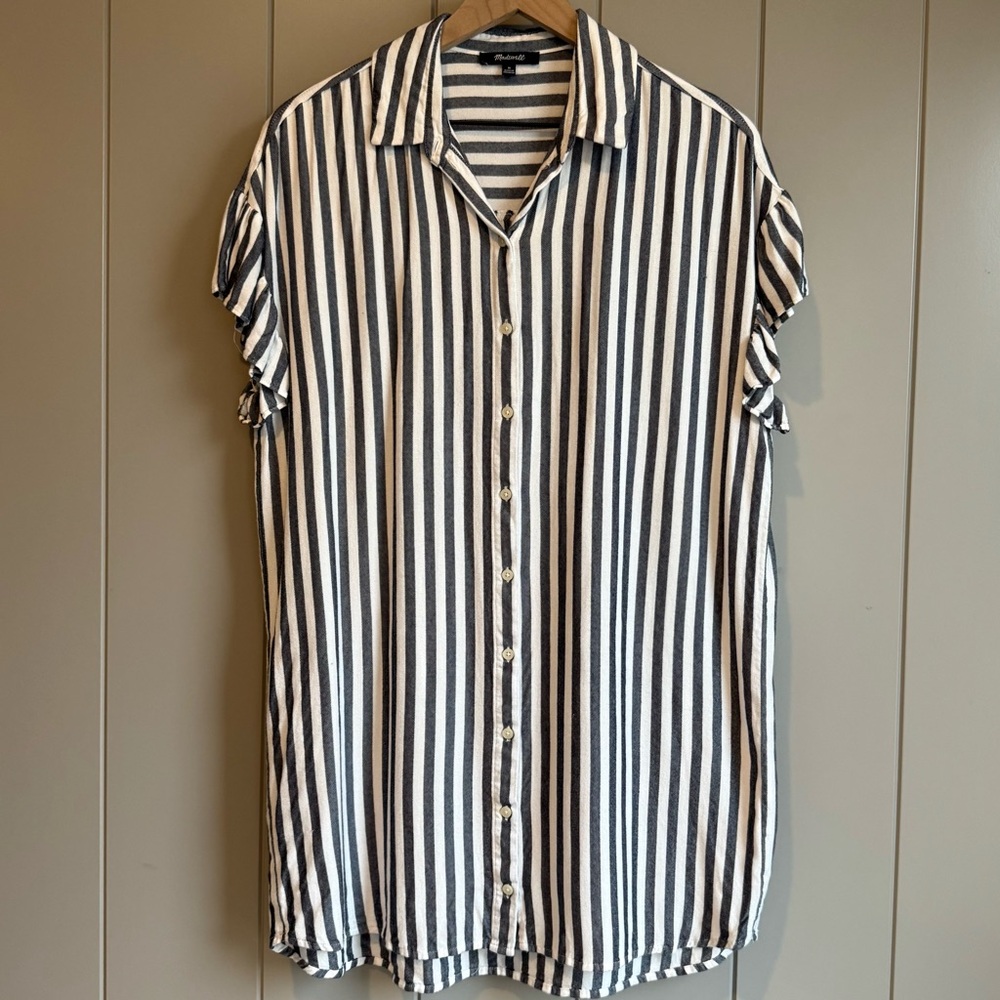Madewell Shirtdress Dress Tunic Top Womens Blue Stripe Shift Mini Medium